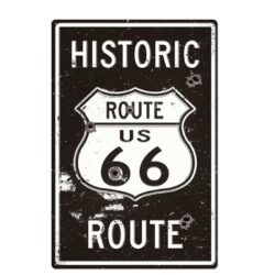 vintage historic route 66 metal plaque
