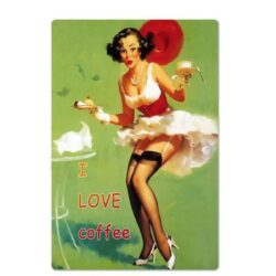 vintage metal plate i love coffee
