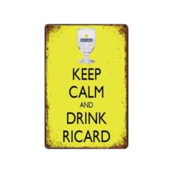 vintage metal plate keep calm and drink ricard