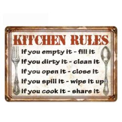 metal plate vintage kitchen rules