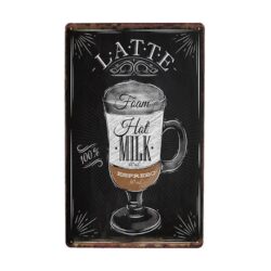 vintage metal plate latte hot