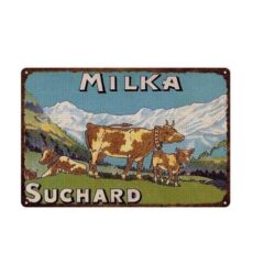 vintage metal plate milka suchard cow