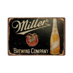 vintage miller brewing company metal plaque