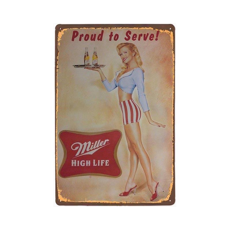metal plate vintage miller pin up metal plate vintage miller pin up