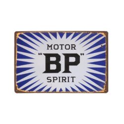 vintage metal plate motor spirit bp