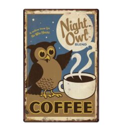 vintage metal plate night bird