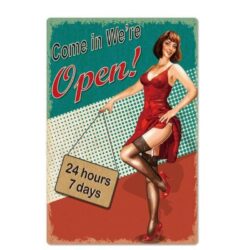 metal plate vintage pin up 24 7