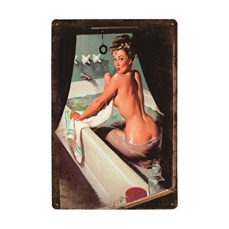 plaque metal vintage pin up bathtub plaque metal vintage pin up bathtub