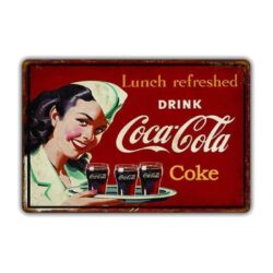 vintage pin up coca cola metal plate