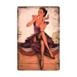 vintage pin up elegante metal plate