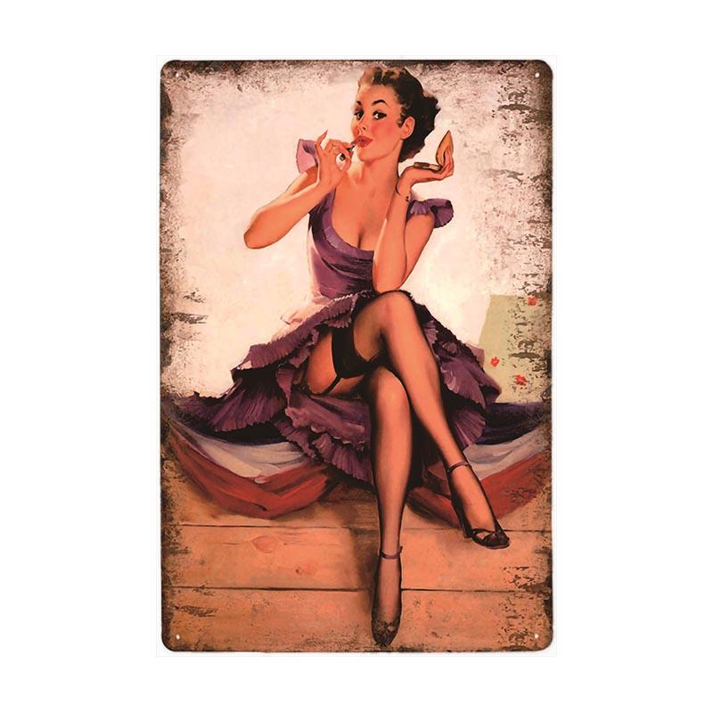 vintage pin up elegante metal plate vintage pin up elegante metal plate