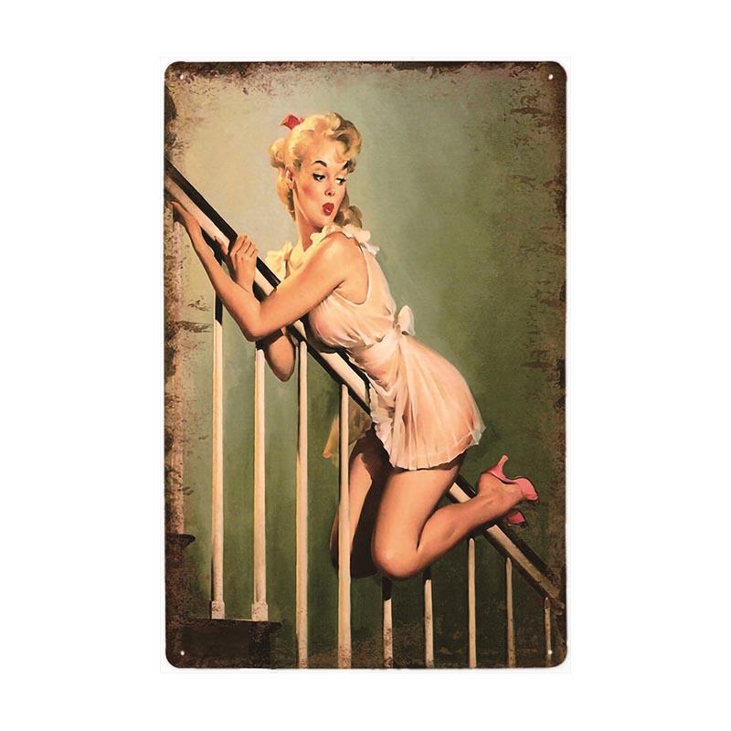 vintage pin up staircase metal plate vintage pin up staircase metal plate