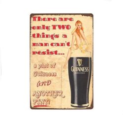 metal plate vintage pin up guinness