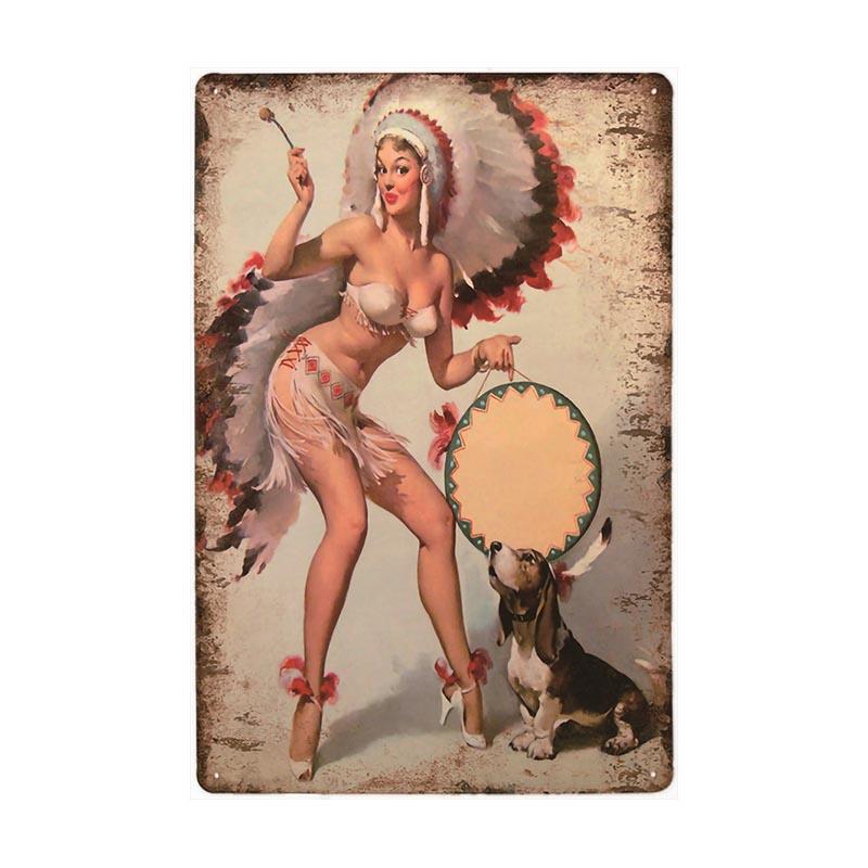 vintage indian pin up metal plate vintage indian pin up metal plate