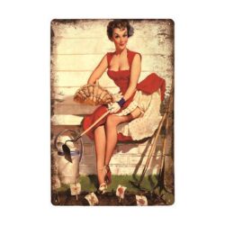 vintage pin up jardiniere metal plate