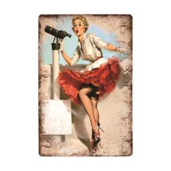 metal plate vintage pin up long view