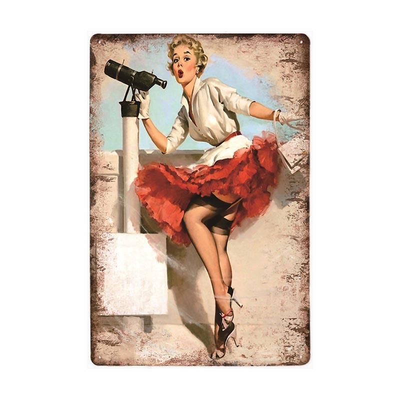 metal plate vintage pin up long view metal plate vintage pin up long view