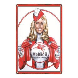 metal plate vintage pin up mobiloil