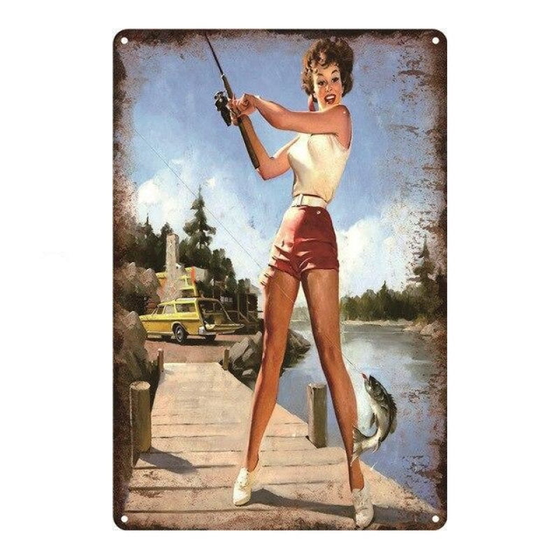 metal plate vintage pin up peach metal plate vintage pin up peach