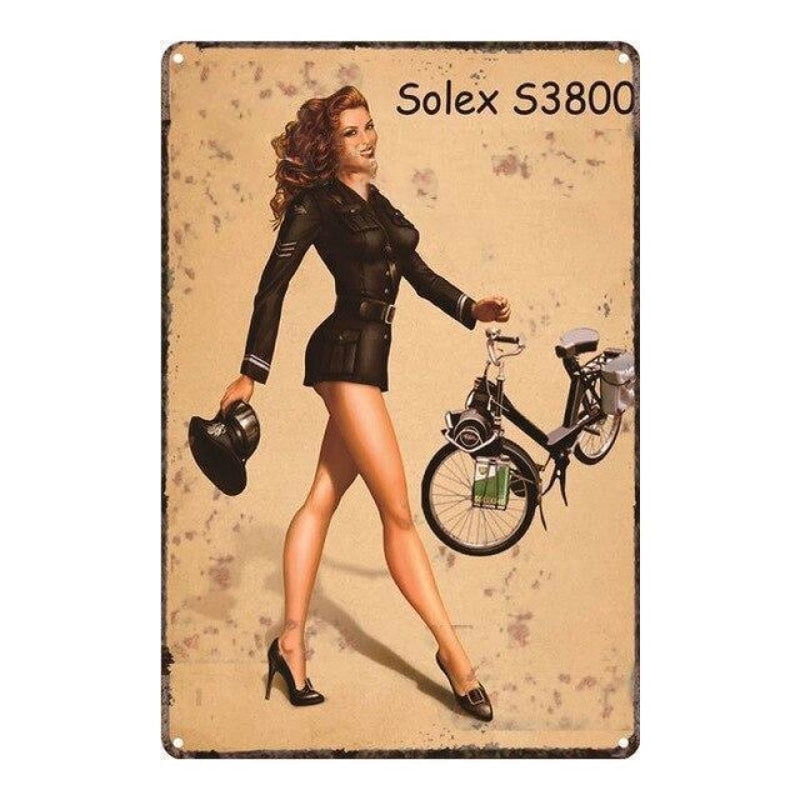 metal plate vintage pin up solex metal plate vintage pin up solex