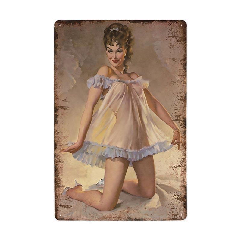 metal plate vintage pin up soubrette metal plate vintage pin up soubrette