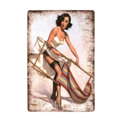 metal plate vintage pin up deckchair