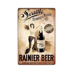vintage metal plate rainier beer