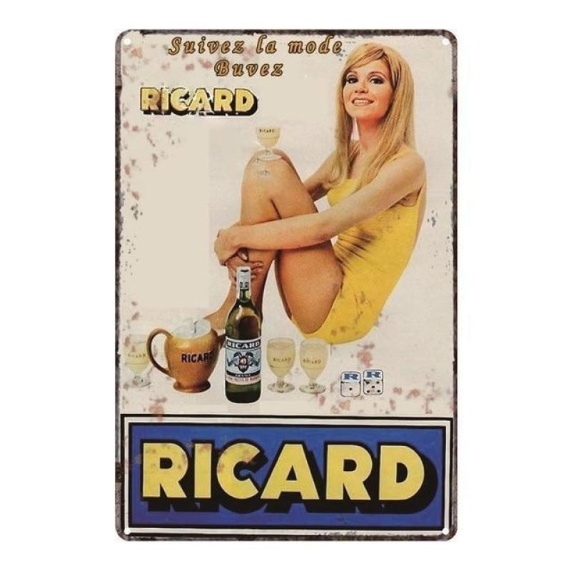 metal plate vintage ricard pin up metal plate vintage ricard pin up