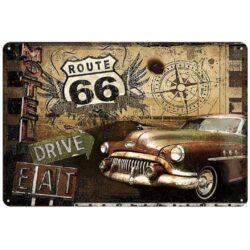 vintage road metal plate