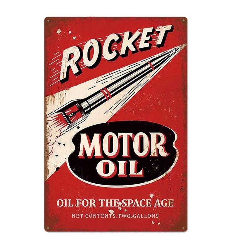 vintage rocket motor oil metal plate vintage rocket motor oil metal plate