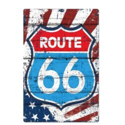 vintage metal plate route 66 blue and red