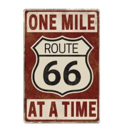 vintage metal plaque route 66 one mile at a time
