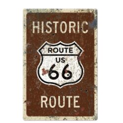 vintage metal plate route 66 red