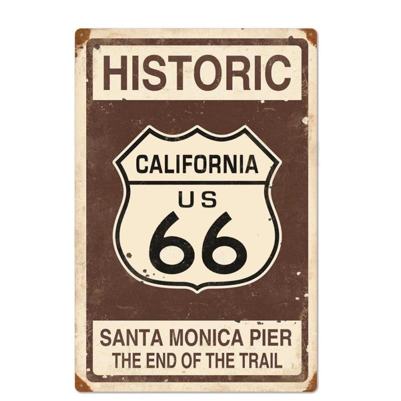 vintage metal plate route 66 santa monica vintage metal plate route 66 santa monica