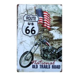 metal plate vintage route 66 motorcycle