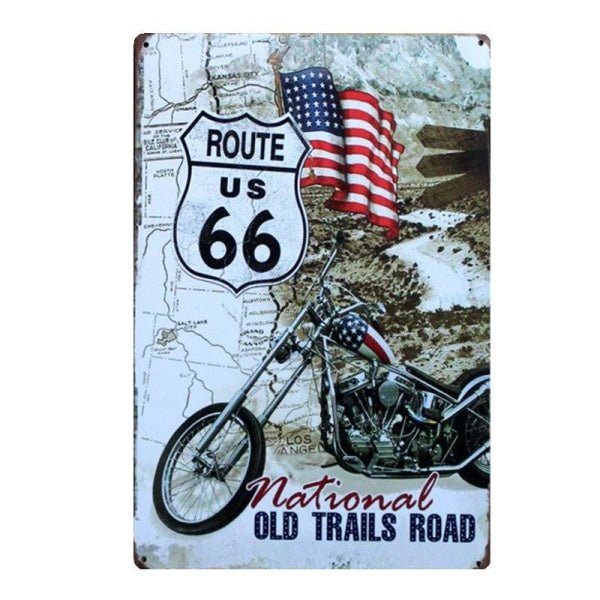 metal plate vintage route 66 motorcycle metal plate vintage route 66 motorcycle