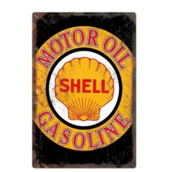 vintage metal plate shell gasoline motor oil