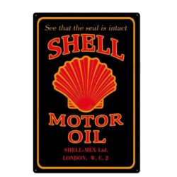 vintage metal plate shell motor oil