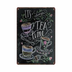 vintage tea time metal plate