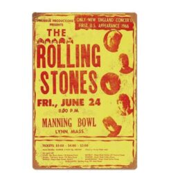 vintage metal plate the rolling stones concert