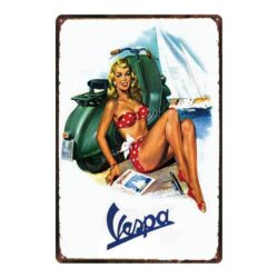 vintage vespa metal plate