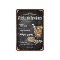 vintage whiskey old fashioned metal plate