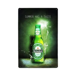 metal plate vintage heineken refreshing