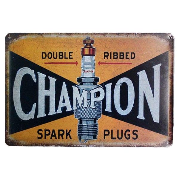 vintage metal plate champion double ribbed vintage metal plate champion double ribbed