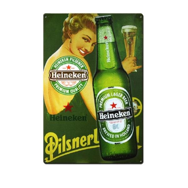 vintage heineken pin up metal plate vintage heineken pin up metal plate