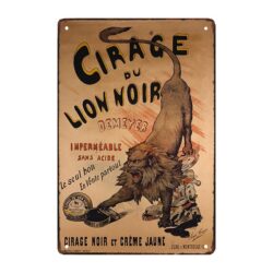 vintage metal plate lion black