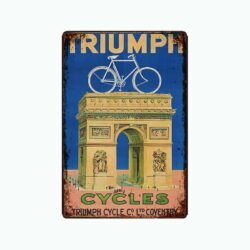 vintage metal plate triumph cycles