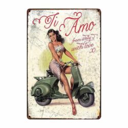 metal plate vintage pin up italy