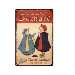metal plate vintage chocolate suchard children