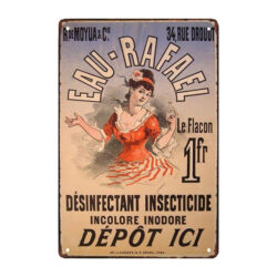 old advertising plaque eau rafael 1fr le flacon
